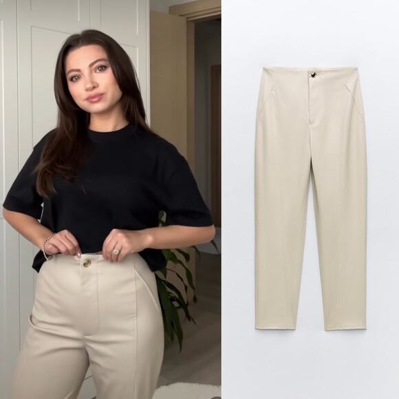ZARA FAUX LEATHER PANTS - Picture 1 of 11